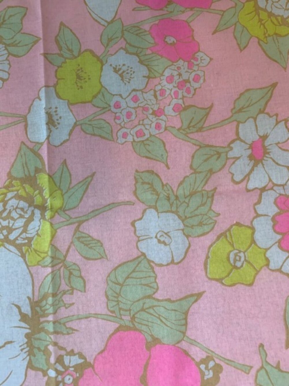 Vintage 60-70's Floral Fabric Pink lightweight 88" x 45"